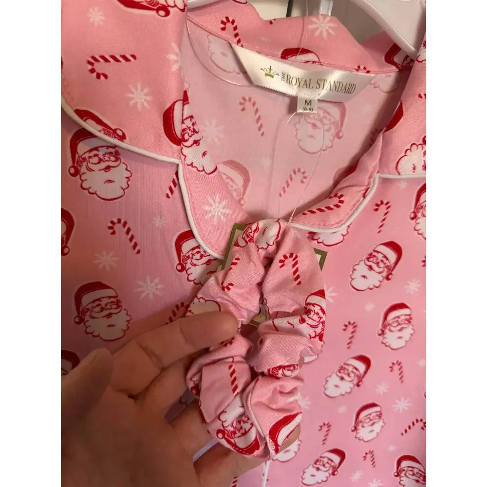 The Royal Standard Girl's Medium 8-9 Candy Cane Cutie Shirt Pants Scrunchie Set